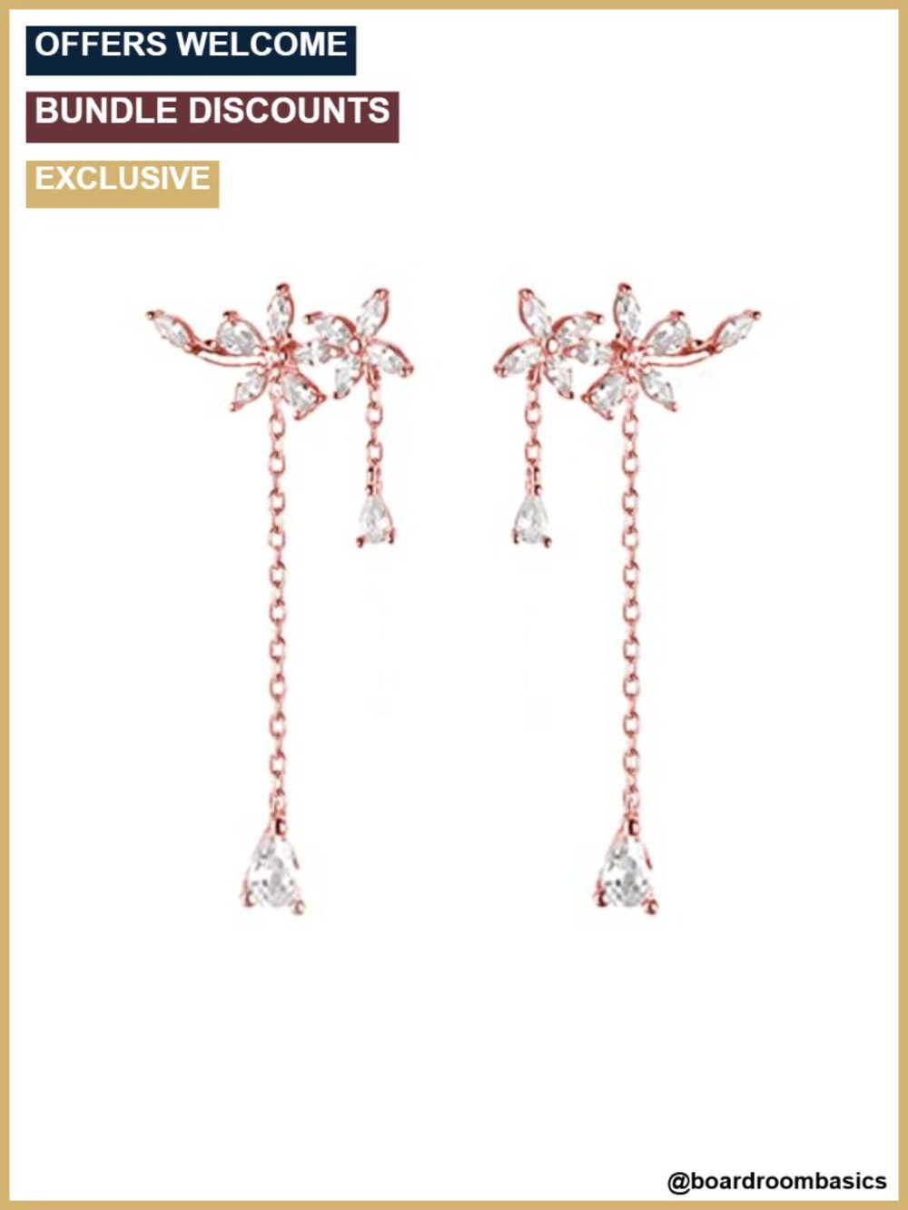 925 Sterling Silver Dainty CZ Flower Wrap Dangle Chain Earrings for Women